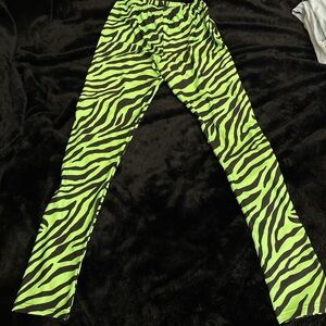 Zebra Print Green Pants